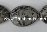 CPT358 15.5 inches 22*30mm flat teardrop grey picture jasper beads