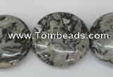 CPT360 15.5 inches 25mm flat round grey picture jasper beads