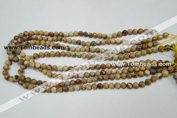 CPT501 15.5 inches 6mm faceted round picture jasper beads wholesale