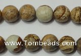 CPT503 15.5 inches 10mm faceted round picture jasper beads wholesale