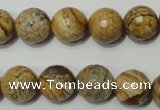 CPT504 15.5 inches 12mm faceted round picture jasper beads wholesale