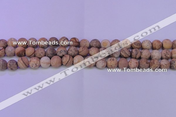 CPT523 15.5 inches 10mm round matte picture jasper beads