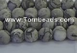 CPT571 15.5 inches 6mm round matte grey picture jasper beads