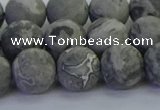 CPT573 15.5 inches 10mm round matte grey picture jasper beads