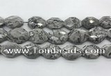 CPT580 18*25mm - 20*28mm faceted octagonal grey picture jasper beads