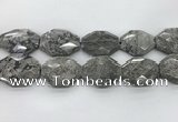 CPT582 30*40mm - 32*42mm faceted octagonal grey picture jasper beads