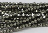 CPY03 16 inches 4mm faceted round pyrite gemstone beads wholesale