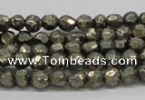 CPY04 16 inches 6mm faceted round pyrite gemstone beads wholesale