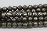 CPY05 16 inches 6mm round pyrite gemstone beads wholesale