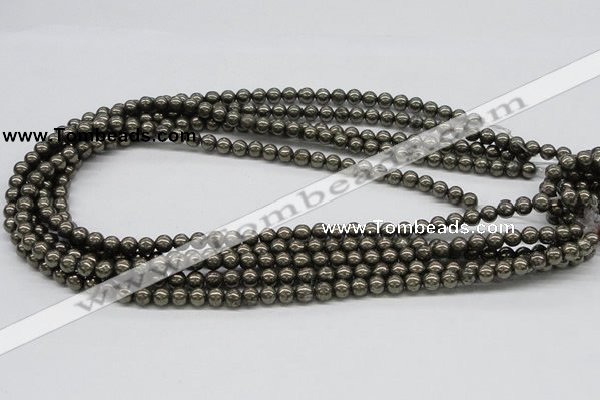 CPY05 16 inches 6mm round pyrite gemstone beads wholesale