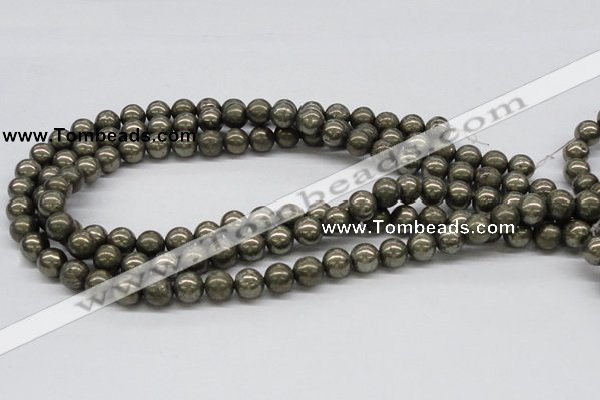 CPY07 16 inches 10mm round pyrite gemstone beads wholesale