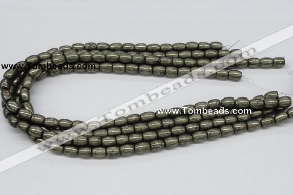 CPY09 16 inches 8*10mm drum-shaped pyrite gemstone beads wholesale