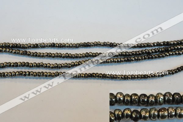 CPY100 15.5 inches 3*4mm rondelle pyrite gemstone beads wholesale