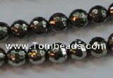 CPY106 15.5 inches 6mm faceted round pyrite gemstone beads wholesale