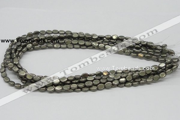 CPY11 16 inches 6*8mm oval pyrite gemstone beads wholesale