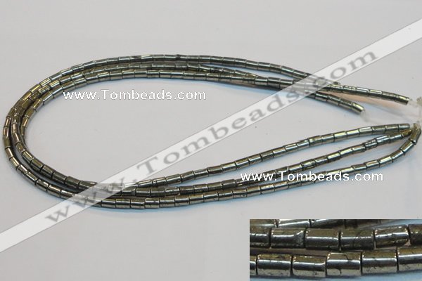 CPY125 15.5 inches 4*6mm tube pyrite gemstone beads wholesale