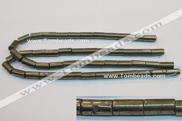 CPY129 15.5 inches 8*16mm tube pyrite gemstone beads wholesale