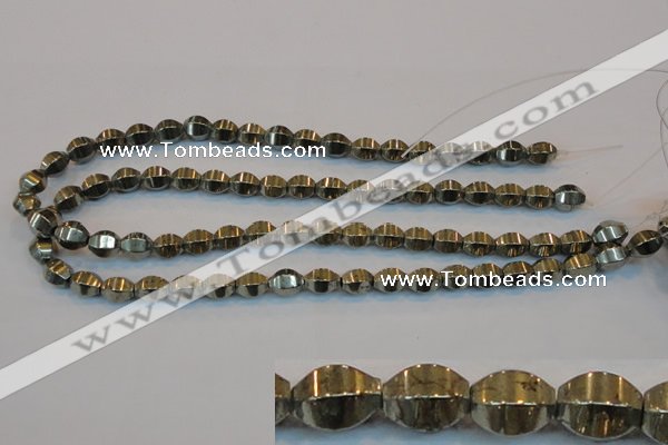 CPY142 15.5 inches 8*10mm rice pyrite gemstone beads wholesale