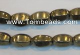 CPY144 15.5 inches 8*14mm rice pyrite gemstone beads wholesale