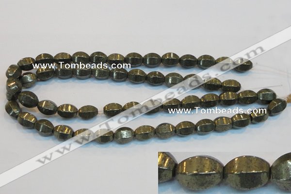 CPY145 15.5 inches 10*14mm rice pyrite gemstone beads wholesale