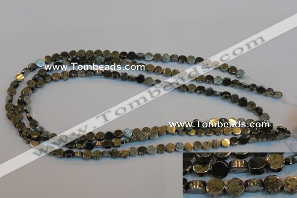 CPY150 15.5 inches 6mm coin pyrite gemstone beads wholesale