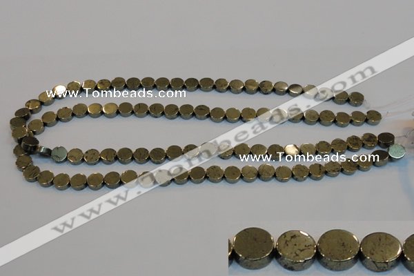 CPY151 15.5 inches 8mm coin pyrite gemstone beads wholesale