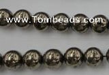 CPY204 15.5 inches 10mm round pyrite gemstone beads wholesale