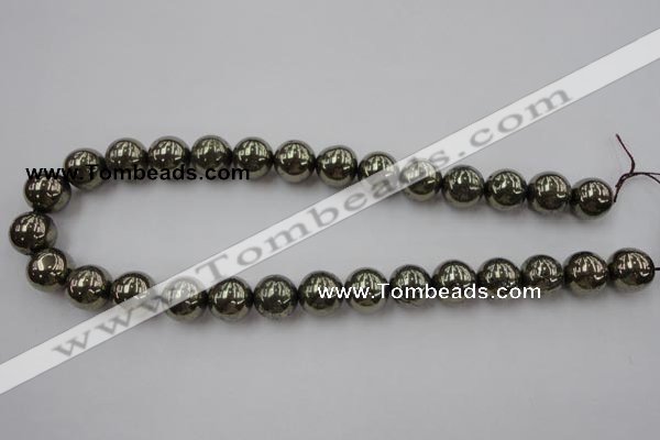 CPY206 15.5 inches 14mm round pyrite gemstone beads wholesale