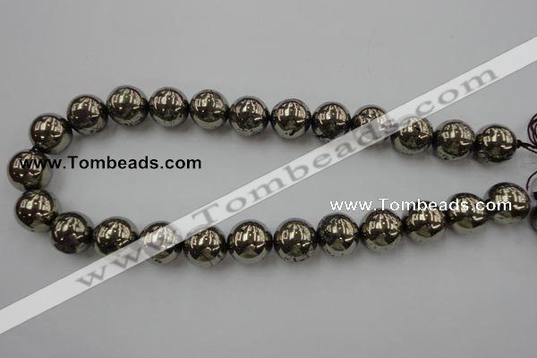 CPY207 15.5 inches 16mm round pyrite gemstone beads wholesale