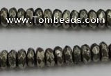 CPY216 15.5 inches 4*10mm faceted rondelle pyrite gemstone beads