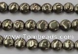 CPY220 15.5 inches 8mm flat round pyrite gemstone beads wholesale