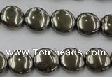 CPY222 15.5 inches 12mm flat round pyrite gemstone beads wholesale