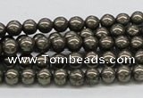 CPY23 16 inches 4mm round pyrite gemstone beads wholesale