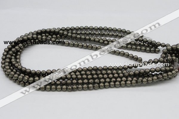 CPY23 16 inches 4mm round pyrite gemstone beads wholesale