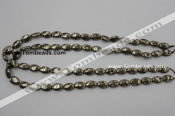 CPY231 15.5 inches 8*12mm oval pyrite gemstone beads wholesale