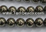 CPY24 16 inches 12mm round pyrite gemstone beads wholesale