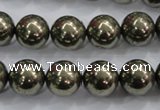 CPY25 16 inches 14mm round pyrite gemstone beads wholesale