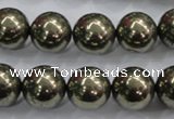 CPY26 16 inches 16mm round pyrite gemstone beads wholesale