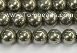 CPY260 15.5 inches 4mm round pyrite gemstone beads wholesale