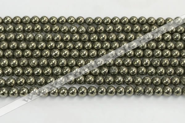 CPY260 15.5 inches 4mm round pyrite gemstone beads wholesale