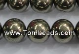 CPY28 16 inches 20mm round pyrite gemstone beads wholesale