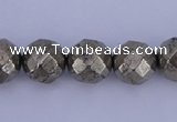 CPY29 16 inches 8mm faceted round pyrite gemstone beads wholesale