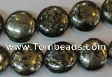 CPY303 15.5 inches 16mm flat round pyrite gemstone beads wholesale