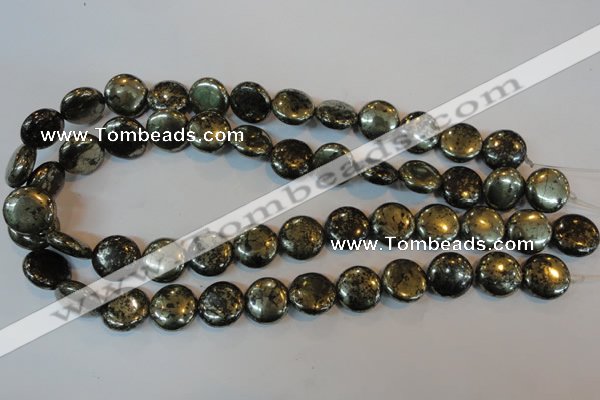 CPY303 15.5 inches 16mm flat round pyrite gemstone beads wholesale