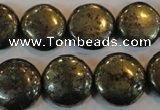 CPY304 15.5 inches 18mm flat round pyrite gemstone beads wholesale