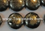 CPY305 15.5 inches 20mm flat round pyrite gemstone beads wholesale