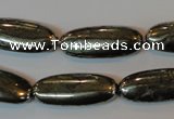 CPY311 15.5 inches 10*25mm oval pyrite gemstone beads wholesale