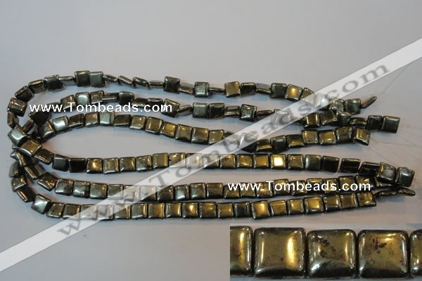 CPY315 15.5 inches 8*8mm square pyrite gemstone beads wholesale