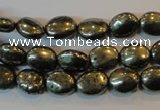 CPY32 16 inches 8*10mm oval pyrite gemstone beads wholesale