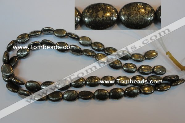 CPY33 16 inches 12*16mm oval pyrite gemstone beads wholesale